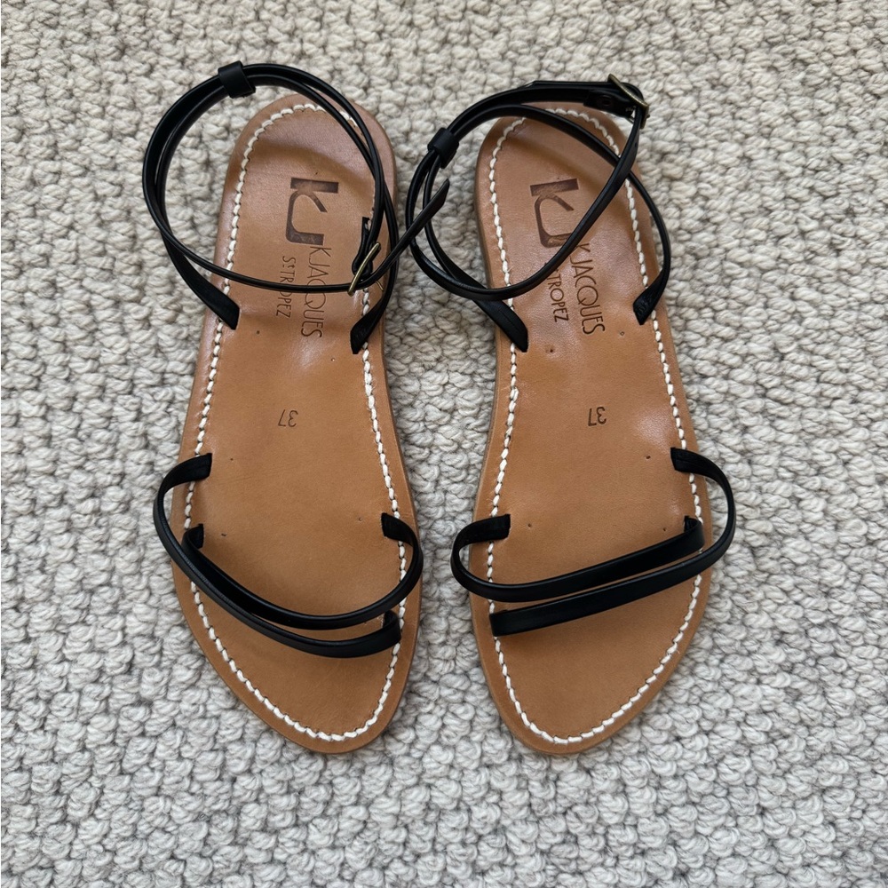 K.Jacques Custom Black Leather Sandals
